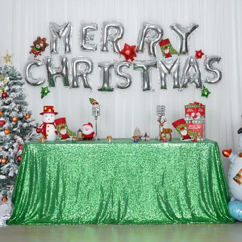 Sequin Tablecloth 50x72 Inch Green for Wedding Party