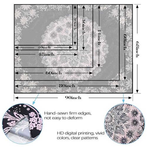 Boho Floral Mandala Tapestry Wall Hanging Grey Bohemian Flower Medallion Tapestry Aesthetic Gray Black Hippie Indian Small Tapestries for Bedroom Living Room Dorm Decor 48 x 36 Inch