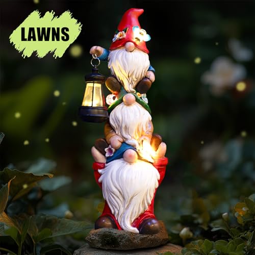 17 in Large Garden Gnome Statue with Solar Lights