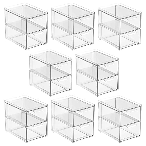 Stackable Storage Containers Box with 2 Pull (8 Count)