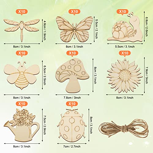 80PCS Wooden Spring Ornaments to Paint (80 Count)