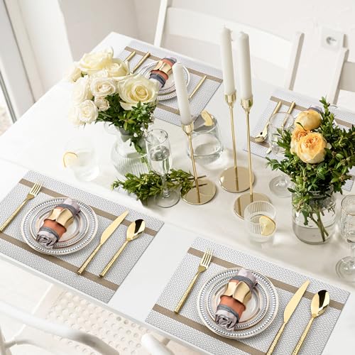Beige White Placemats Set of 8 (8 Count)