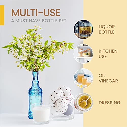 Assorted Blue Glass Bottles with Corks (6 Count)