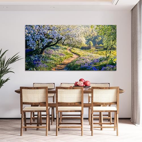 Large Modern Green Wall Art for Living Room Flower Tree Wall Art 29"X58"