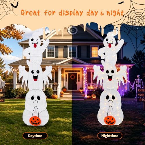 3 Pack 7FT Giant Halloween Decorations Outdoor Light Up Ghost Decor