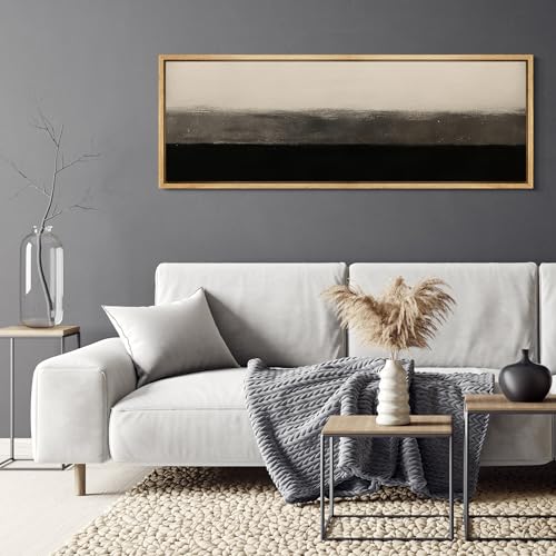 Large Framed Canvas Print Wall Art Minimalist Black and Beige Abstract Neutral Tones Modern Illustrations Decorative Colorful for Bedroom