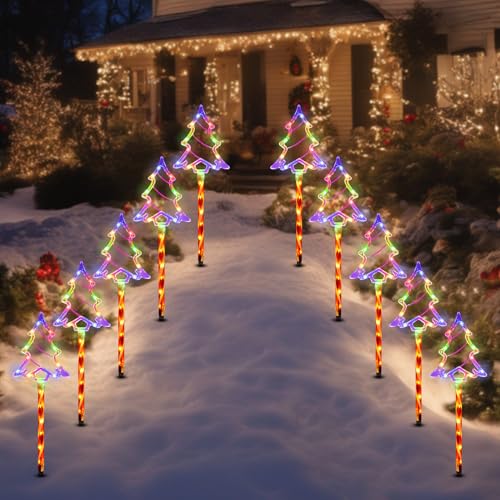 Solar Christmas Tree Pathway Lights Outdoor Decorations