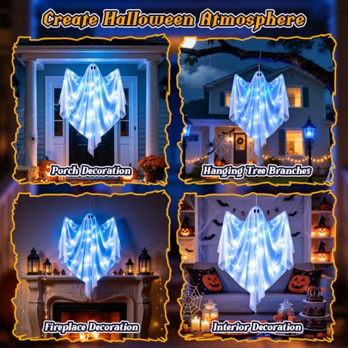 Halloween Hanging Light up Ghost (Blue)