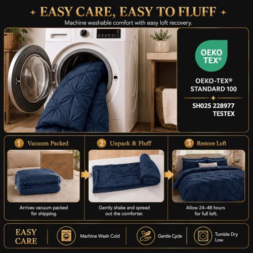 King Size Comforter Set Navy Blue