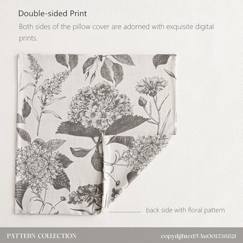 Set of 2 Linen Floral Throw Pillow Covers Vintage Accent Print Decorative Cushion Covers Farmhouse Boho Home Decor for Sofa Chair Couch Bedroom Living Room (2 Count)