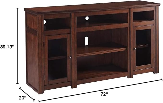 Signature Design by Ashley Harpan Traditional TV Stand Fits TVs up to 70", 3 Adjustable Shelves, 2 Storage Cabinets, Brown