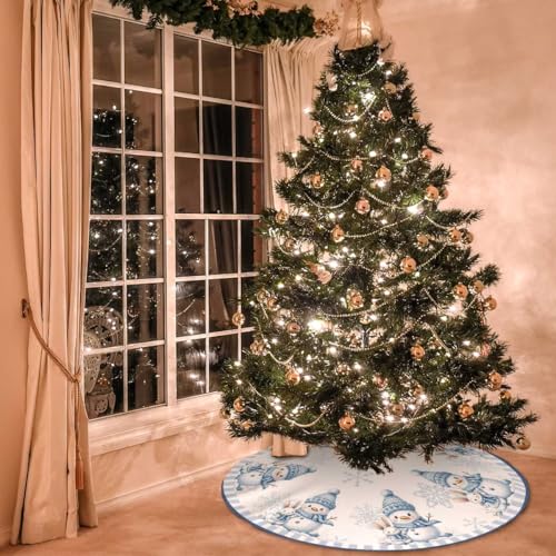 Blue Snowman Christmas Tree Skirt 36inch Snow Xmas Decorations