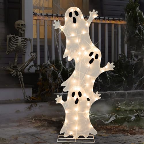 Halloween Lighted 3 Stacked Ghosts