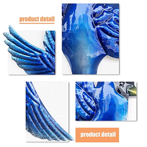 Metal Birds Wall Decoration Bird Wall Hanging Decor Outdoor Metal Wall Art Blue Bird Outdoor Decor Suitable for Living Room Bedroom Patio Kitchen Outdoor Fence Decoration 9 Inch (3 Count)