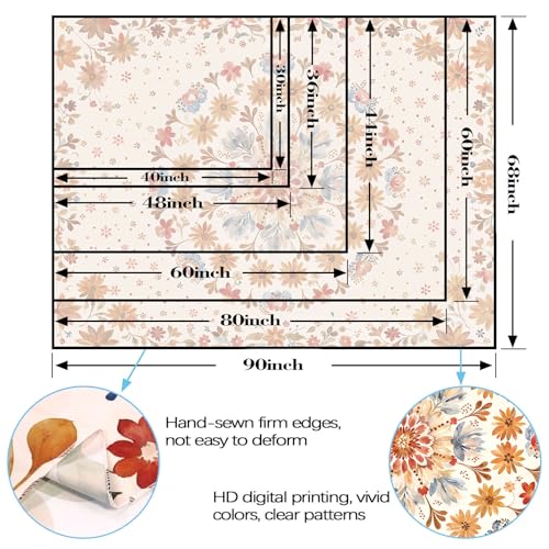 Boho Floral Mandala Tapestry Wall Hanging Watercolor Bohemian Flower Medallion Tapestry Aesthetic Beige Orange Hippie Indian Small Tapestries for Bedroom Living Room Dorm Decor 40 x 30 Inch