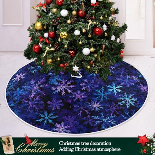 Christmas Blue Purple Snowflake Tree Skirt