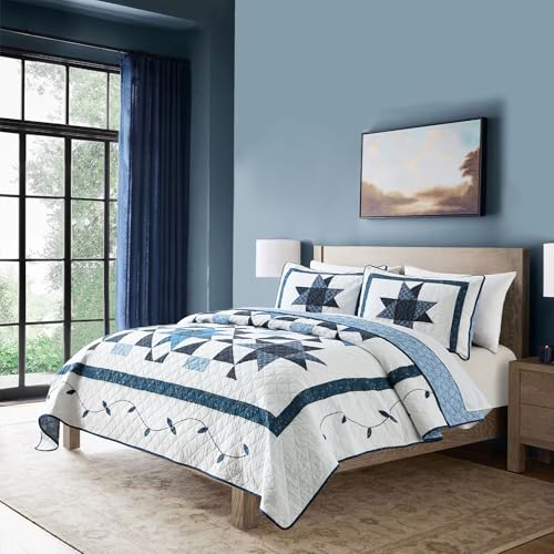 Handmade Quilted 100% Cotton King Comforter Set for Bed (3 Count)