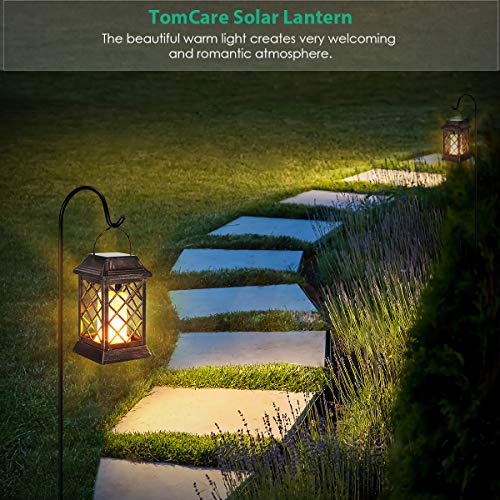 Flickering Flame Solar Lights Outdoor Metal Hanging Lantern (2 Count)