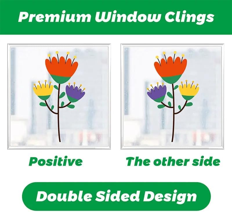 Set of 93 PCS Hello Spring Summer Window Cling Sticker Daisy, Sunflower, Birds, and Butterfly Window Stickers, Spring and Summer Decor, Home, Shop, Party Window Glass Display Stickers