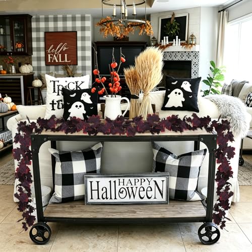 Fall Maple Leaf Garland Artificial Vintage Burgundy Maple Vine 2Pcs (2 Count)