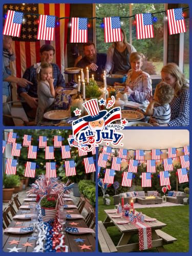 4th of July Decorations 2 Pack 100 LED Solar American Flag Lights Outdoor (2 Count)
