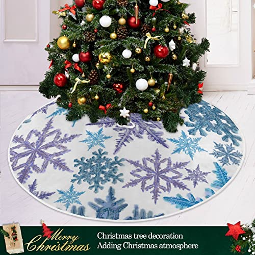 Christmas Purple Blue Snowflake Tree Skirt