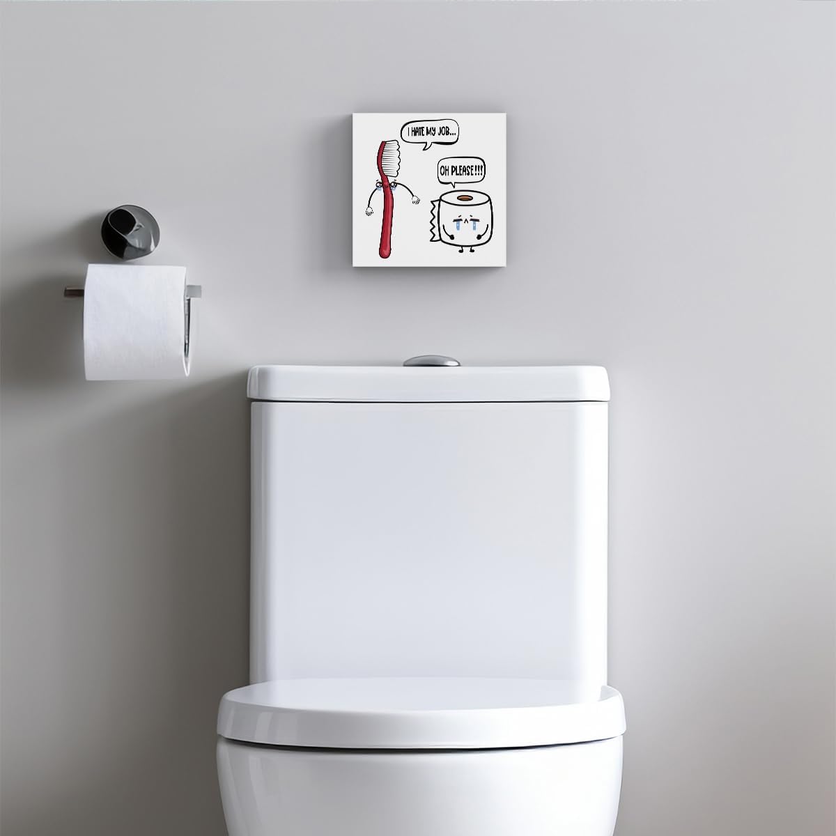 Funny Bathroom Decor, Funny Bathroom Wall Art, Black and White Bathrooms Decoration Decor for Shelves, Wooden Box Decor Sign for Home Farmhouse Office Living Room Table