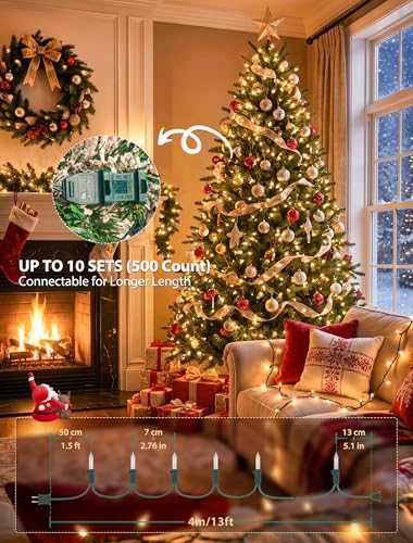 Clear Christmas Lights Outdoor Indoor (50 Count)