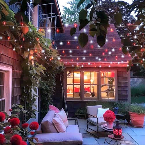 400 LED Red and White Christmas Lights Outdoor with Remote (132 Foot)