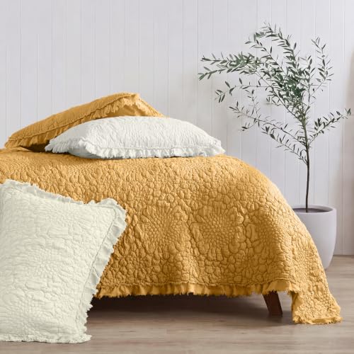 Yellow Ruffled Quilt Queen Size