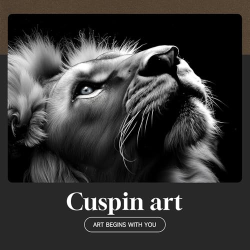 Framed Modern Black and Gray Lion Animal Wall Art