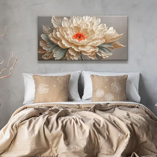 Canvas Art Wall Decor Small Size Modern Minimalist Home Wall Decor Flower Paintings Yellow Flower White Wall Art Prints Floral Art Pictures For Bedroom Kitchen Office Decoration 20" × 40"