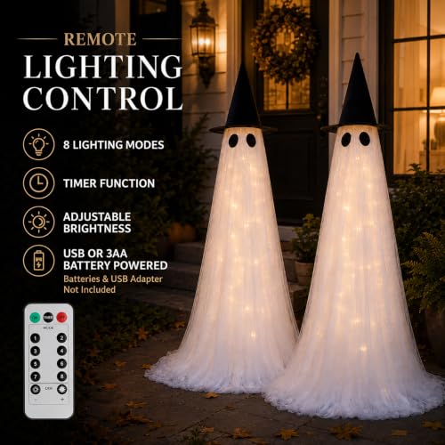 2 Pack 5 Ft Large Light Up Ghost Decor (2PK-LARGE-LED-GHOST)