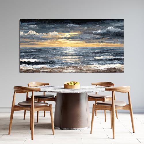 Canvas Oversized Wall Art Decor Modern Wall Art Pictures for Living Room Abstract Coastal Wall Art Prints Large Landscape Wall Art Decorations Abstract Canvas Art Wall Decor Home Office Decor 29"X58"
