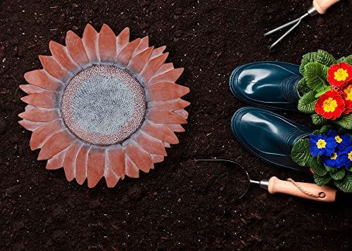 NAT & Jules Sunflower Shaped Dimensional Indoor Outdoor 12 inch Cast Resin Decorative Garden Stepping Stone