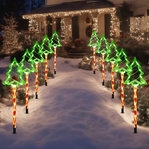 Solar Christmas Tree Pathway Lights Outdoor Decorations