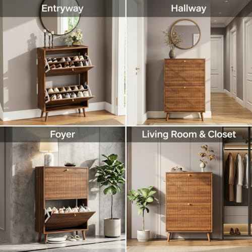 Freestanding Shoe Cabinet for Narrow Entryways