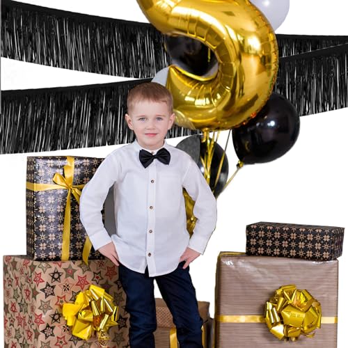 Black Foil Fringe Garland 10FT 2packs for Parade Float Decorations (20 Foot)