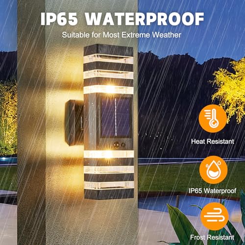 2 Pack Solar Outdoor Wall Lights with Motion Sensor 3 (2 Count)