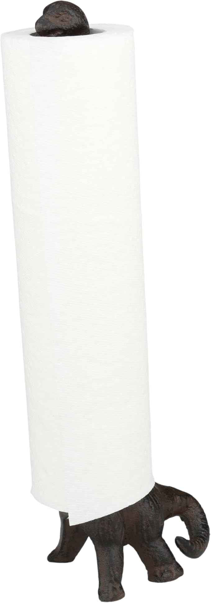 WallCharmers Rustic Paper Towel Holder, Metal Toilet or Kitchen Paper Holder for Floor or Countertop, Rustic Dino