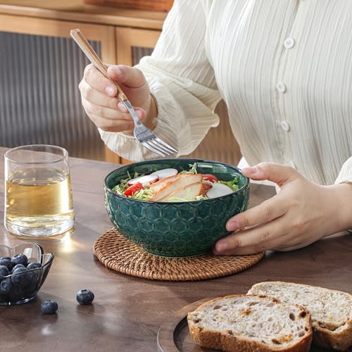 Cereal Bowls 30 Ounce Ceramic Green Soup Bowl for Kitchen (120 Fl Oz)