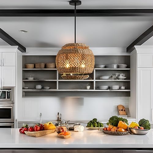 13.8" Woven Rattan Pendant Light (2 Count)