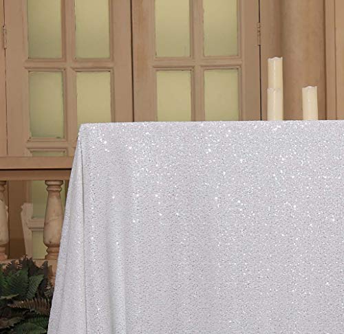 Sequin Tablecloth 50x72 Inch White for Wedding Party