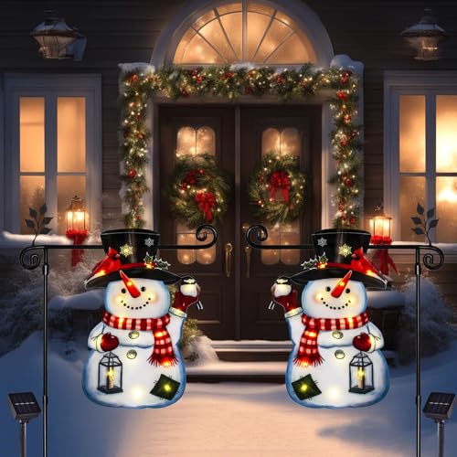 28x40 Lighted Christmas Snowman Garden Flag