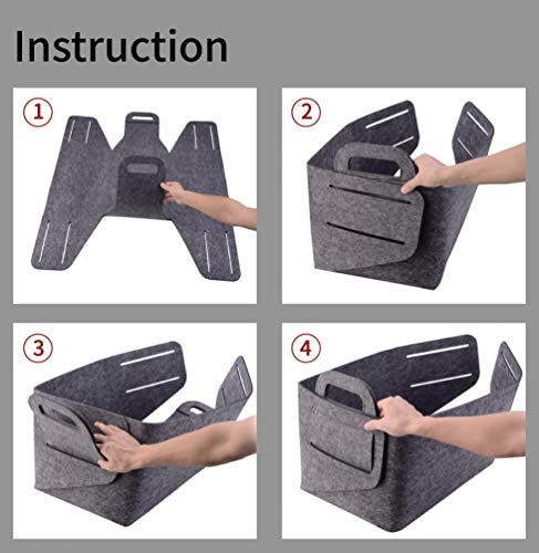 Storage Basket Felt Storage Bin Collapsible& Convenient Box Organizer with Carry Handles for Office Bedroom Closet Babies Nursery Toys Laundry