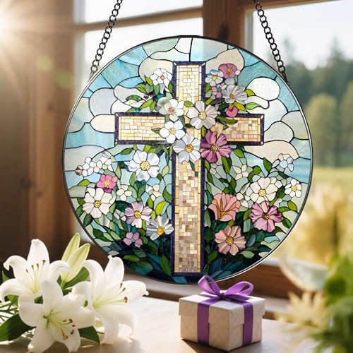 8'' Christian Stained Glass Suncatcher Ornament