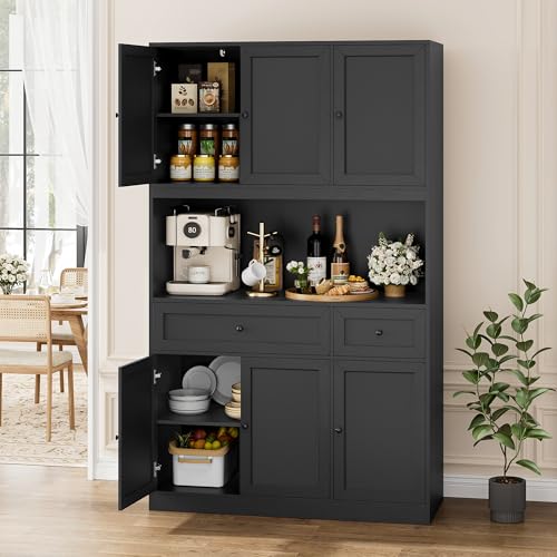 72" Kitchen Pantry Cabinet Microwave Stand