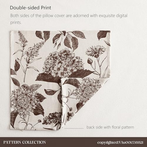 Set of 2 Linen Floral Throw Pillow Covers Vintage Accent Print Decorative Cushion Covers Farmhouse Boho Home Decor for Sofa Chair Couch Bedroom Living Room (2 Count)