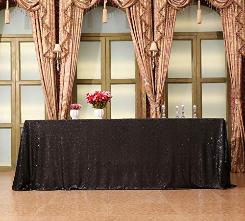 Sequin Tablecloth 60x120 Inch Black for Halloween Wedding Party