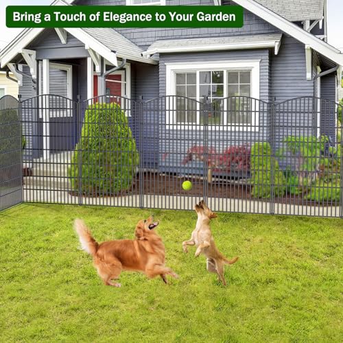 5 Panel No Dig Decorative Garden Fence with Gate 48" H x 11.4'L Dog Barrier (9.8 Sq Ft)